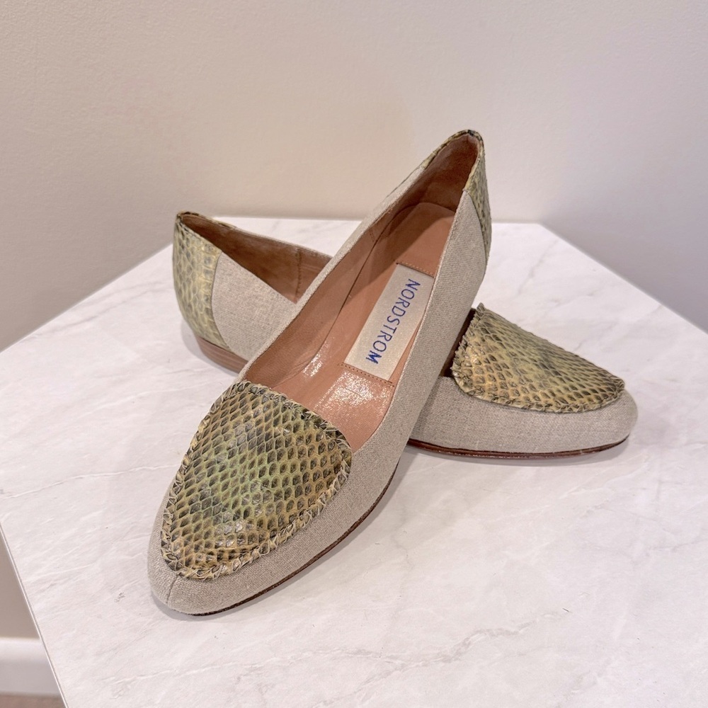 🔥Nordstrom Snakeskin Pattern Loafers - Green and Tan🔥